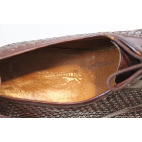 *Flaw Salvatore Ferragamo Woven Leather Lace Oxford Shoes Men's Size 10D H14580 - Picture 10 of 16